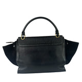 Celine Black Suede/Crocodile Embossed Leather Trapeze Two-Way Bag