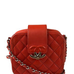 Chanel Red Quilted Lambskin Nano CC Box Camera Bag 2018