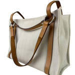 Hermes Beige/Brown Leather Trim Cabalicol Tote