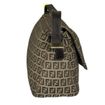 Fendi Brown Leather Trim Zucca Mamma Baguette