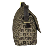 Fendi Brown Leather Trim Zucca Mamma Baguette