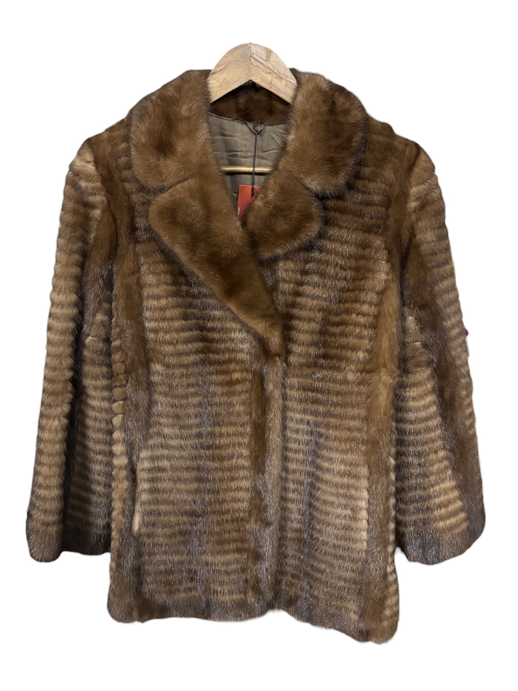 Vintage Jospehine Dark Brown Stripe Mink Fur Coat