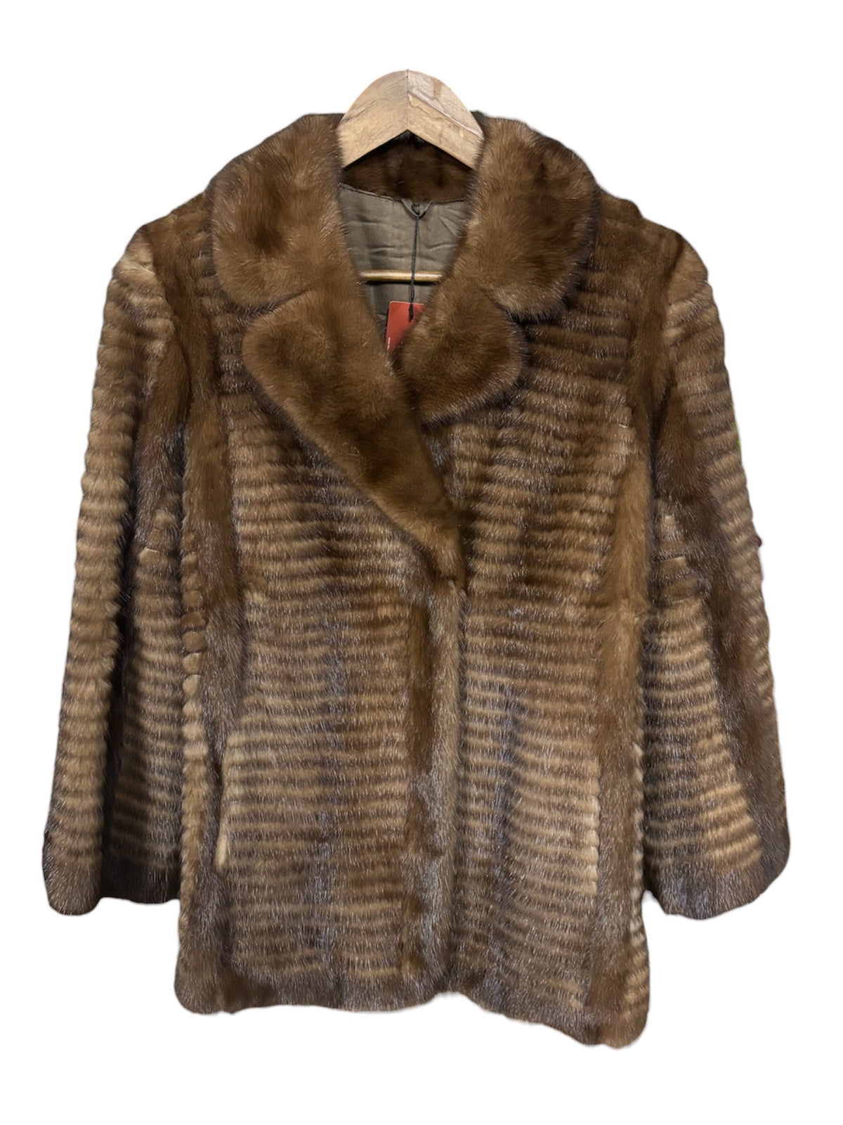 Vintage Jospehine Dark Brown Stripe Mink Fur Coat