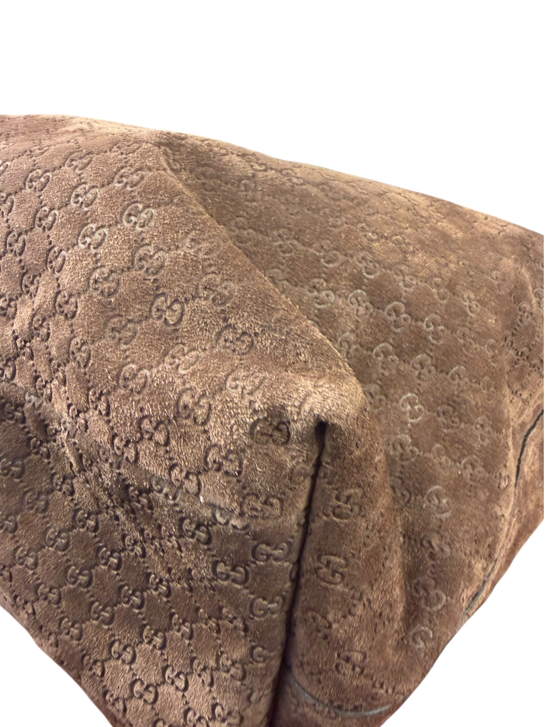 Gucci Brown Suede GG Supreme Giglio Large Tote