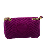 Gucci Magenta Velvet Marmont Matelasse Shoulder Bag