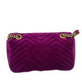 Gucci Magenta Velvet Marmont Matelasse Shoulder Bag