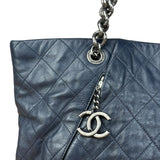 Chanel Dark Navy Quilted Leather Coco Pleats Chain Tote 2012