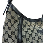 Gucci Black Leather Trim GG Supreme Hobo Bag