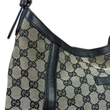 Gucci Black Leather Trim GG Supreme Hobo Bag