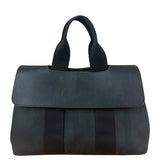 Hermes Black Canvas Leather Valparaiso Handbag