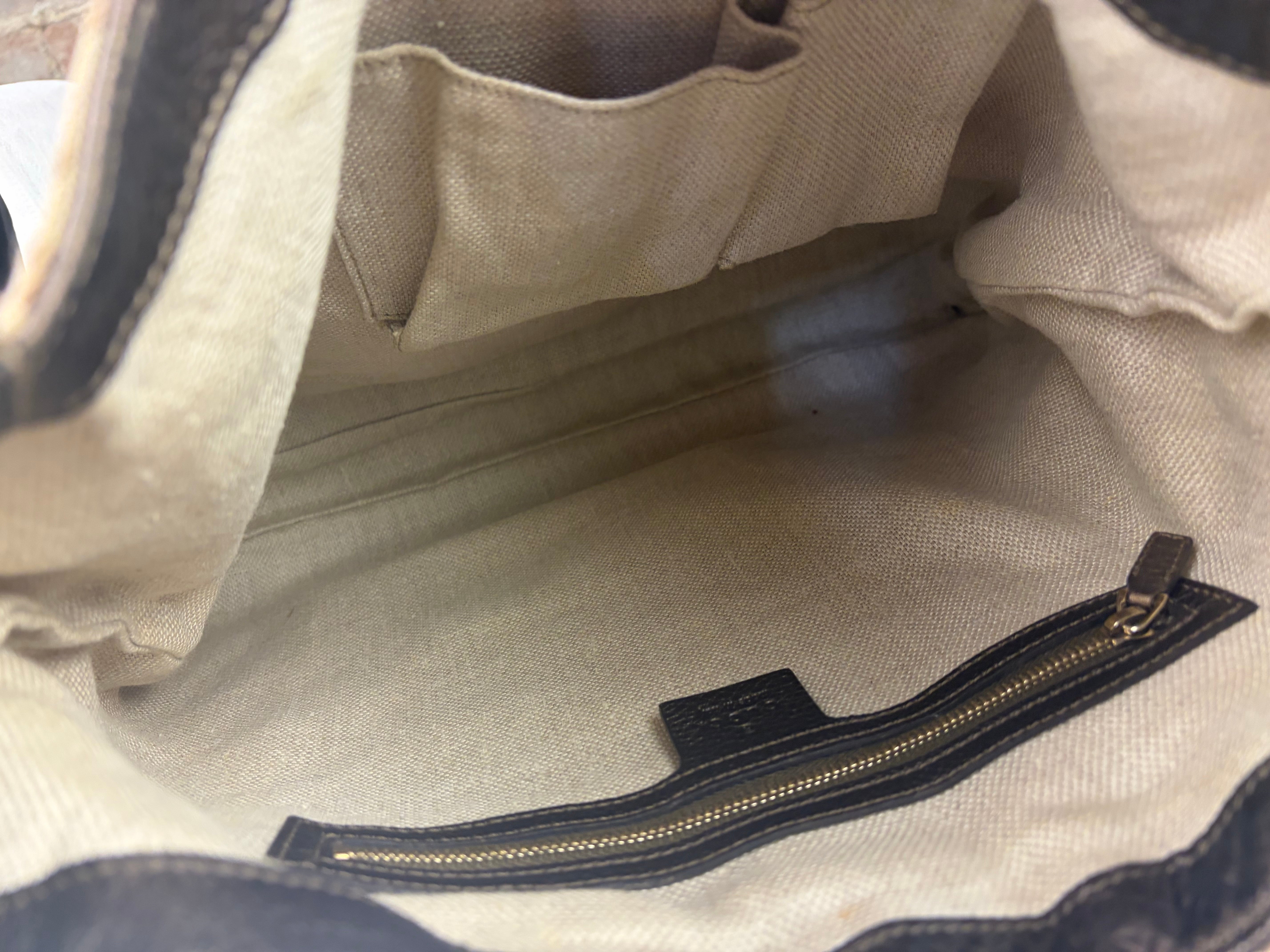 Gucci Brown Leather Trim Jackie 1961 Hobo Bag