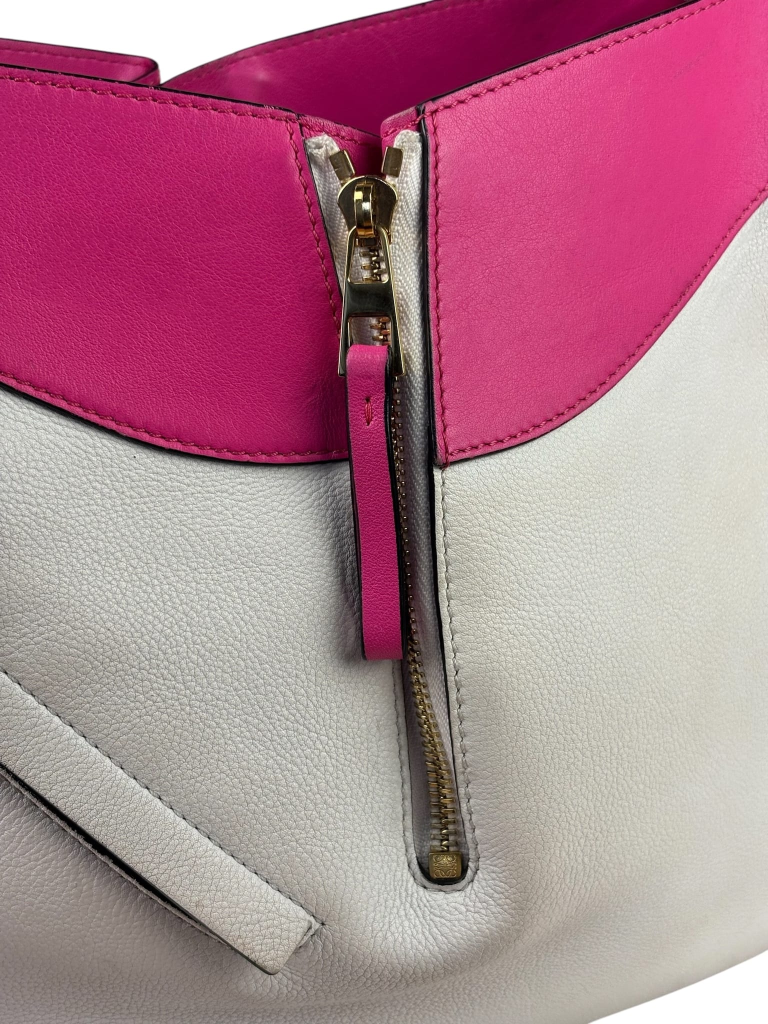 Loewe Pink/White Leather M Hammock Bag