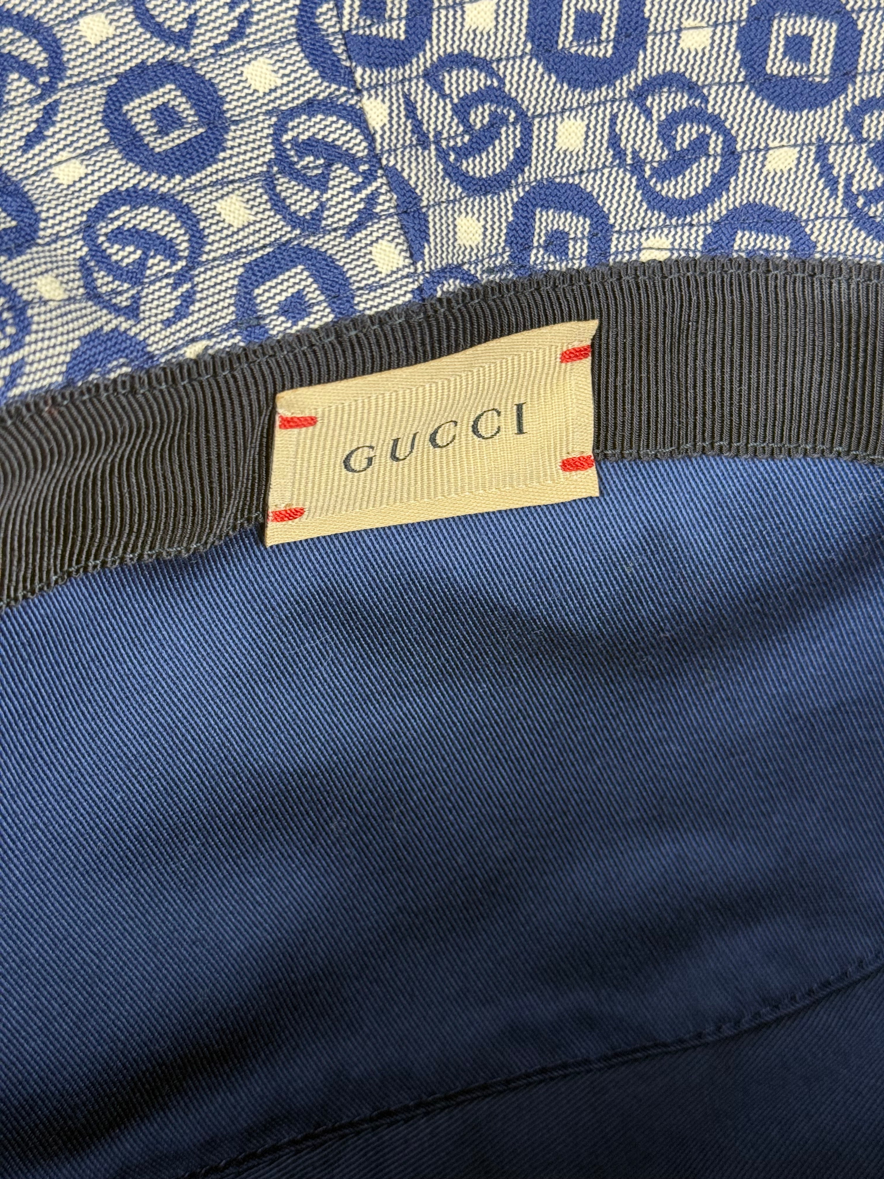 Gucci GG Logo Blue Denim Bucket Hat