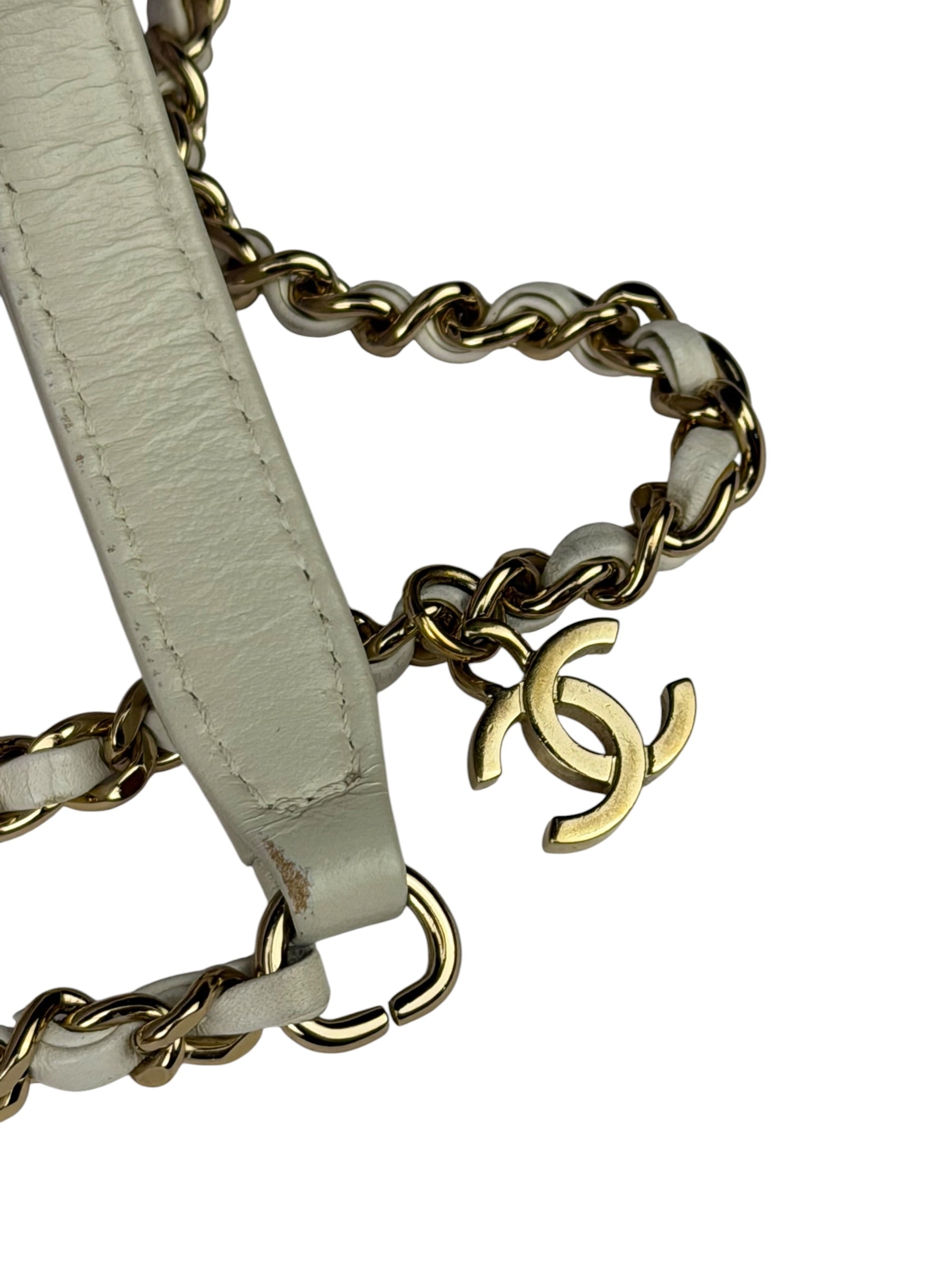Chanel White Leather CC Mania Flap Bag 2019