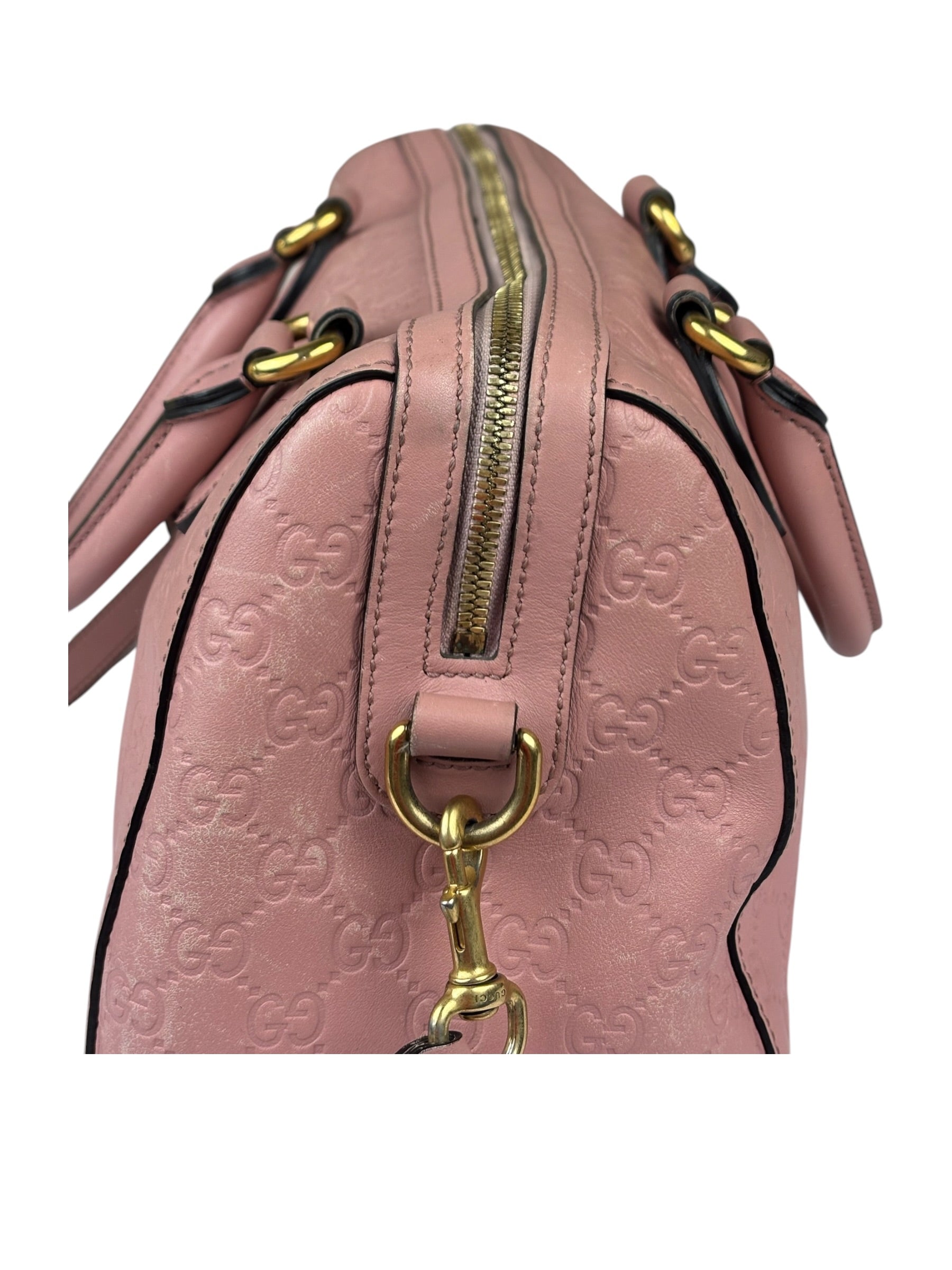Gucci Pink Leather Guccissima Two-Way Boston Bag