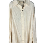Gucci Ivory Silk Horsebit Button Down Top