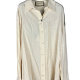 Gucci Ivory Silk Horsebit Button Down Top