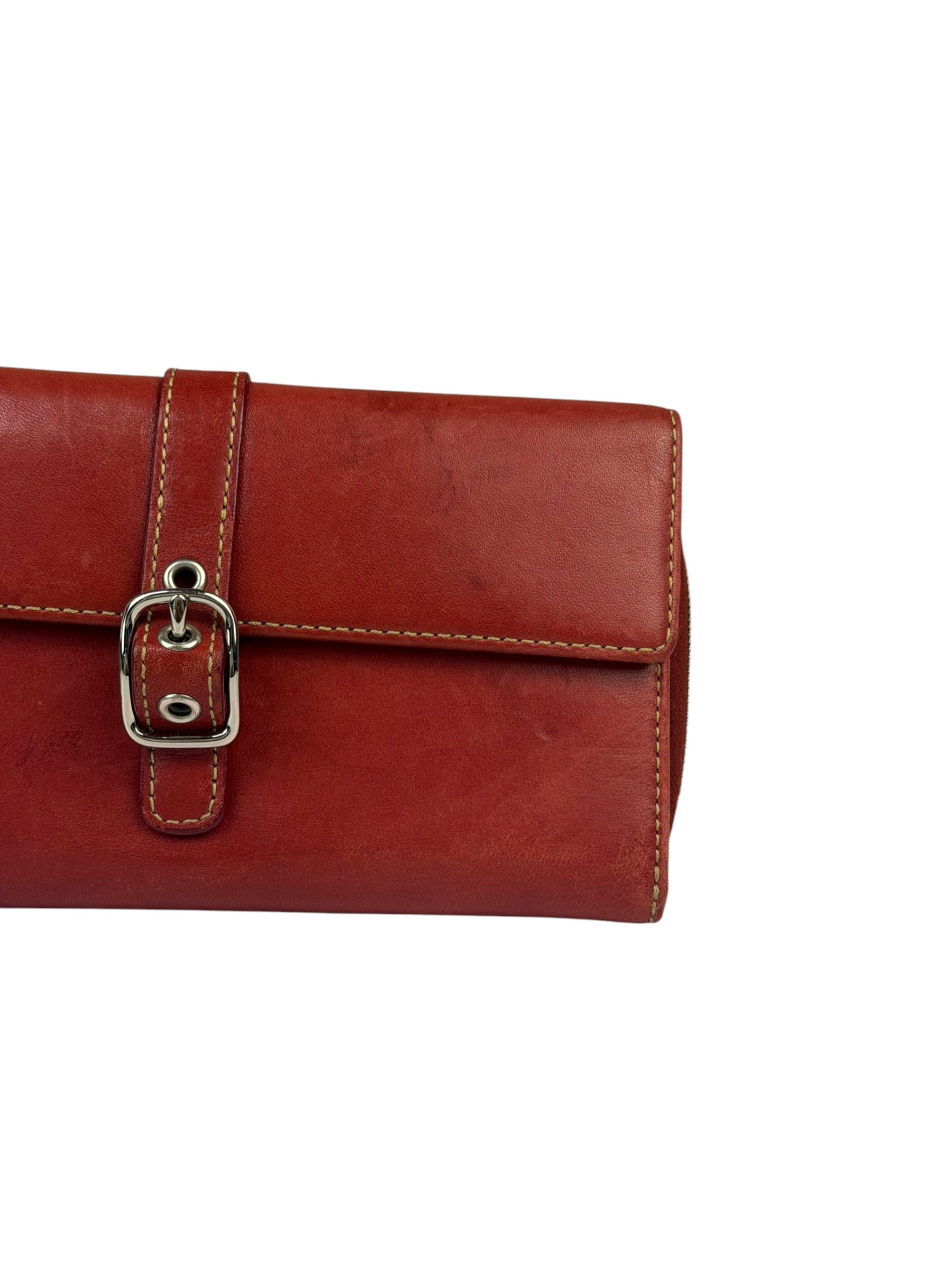 Coach Red Leather Zip Wallet