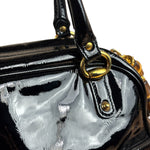 Gucci Black Patent Leather Horsebit Wave Shoulder Bag