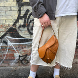 Christian Dior Tan Brown Leather Medium Saddle Bag