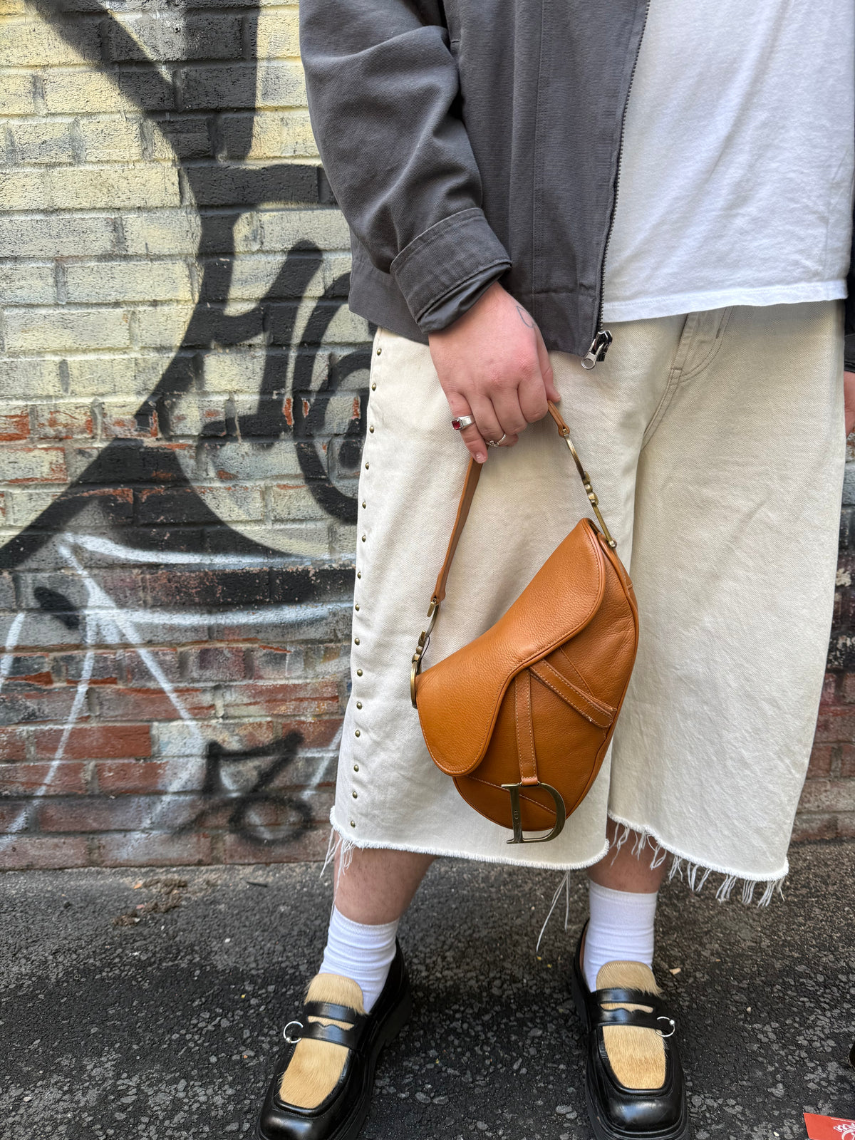 Christian Dior Tan Brown Leather Medium Saddle Bag