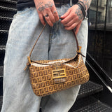 Fendi Vintage FF Canvas PVC Baguette
