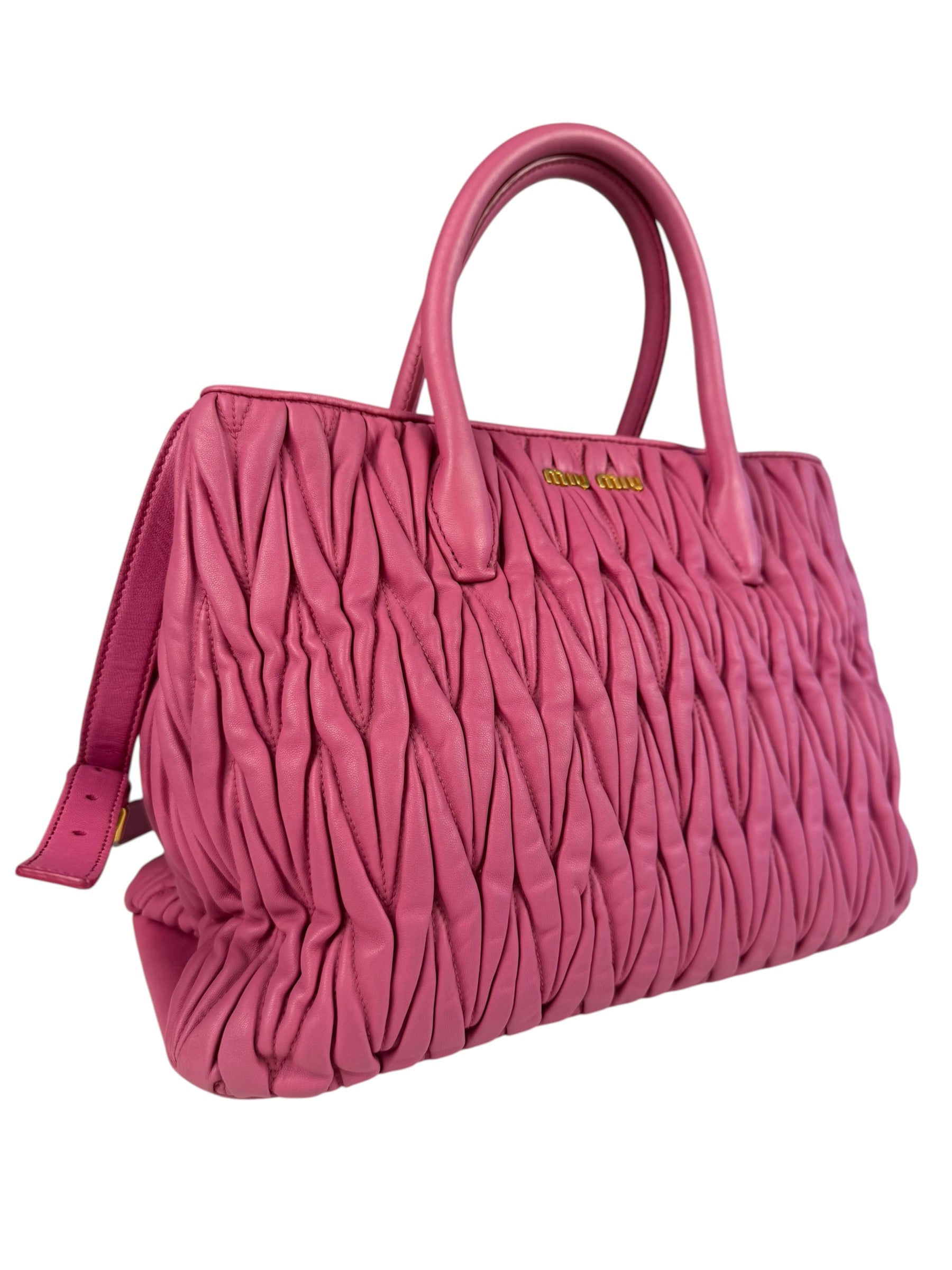 Miu Miu Pink Nappa Leather 2Way Tote Bag