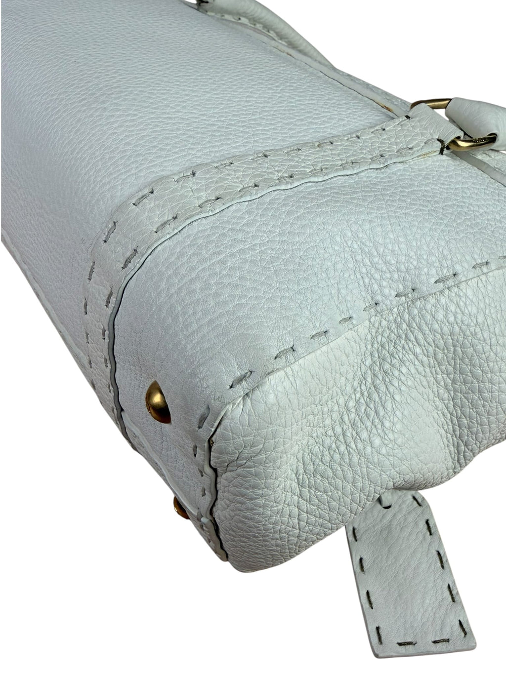 Fendi White Leather Selleria Linda Shoulder Bag