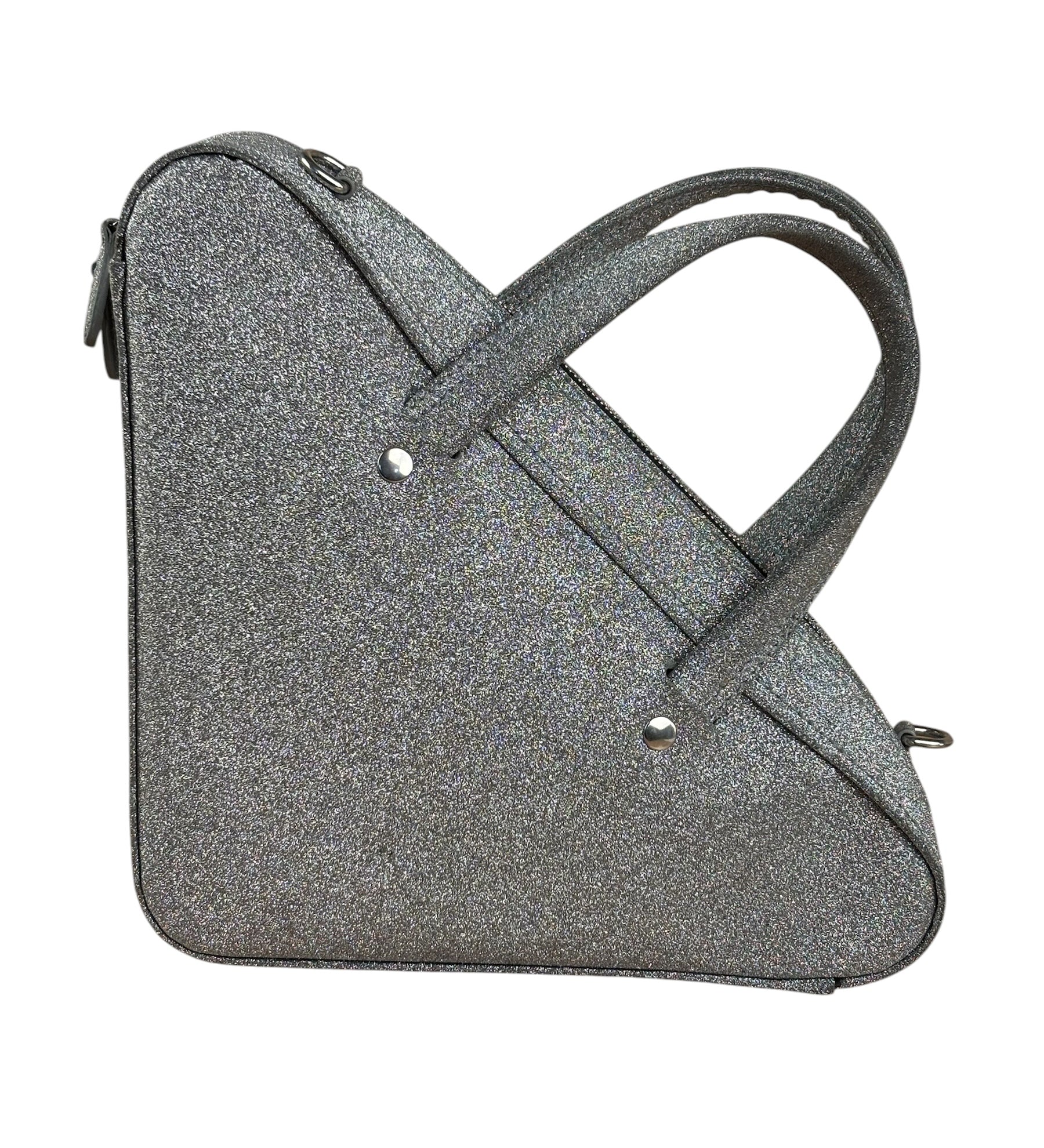 Balenciaga Silver Glitter Leather Triangle Two-Way Bag
