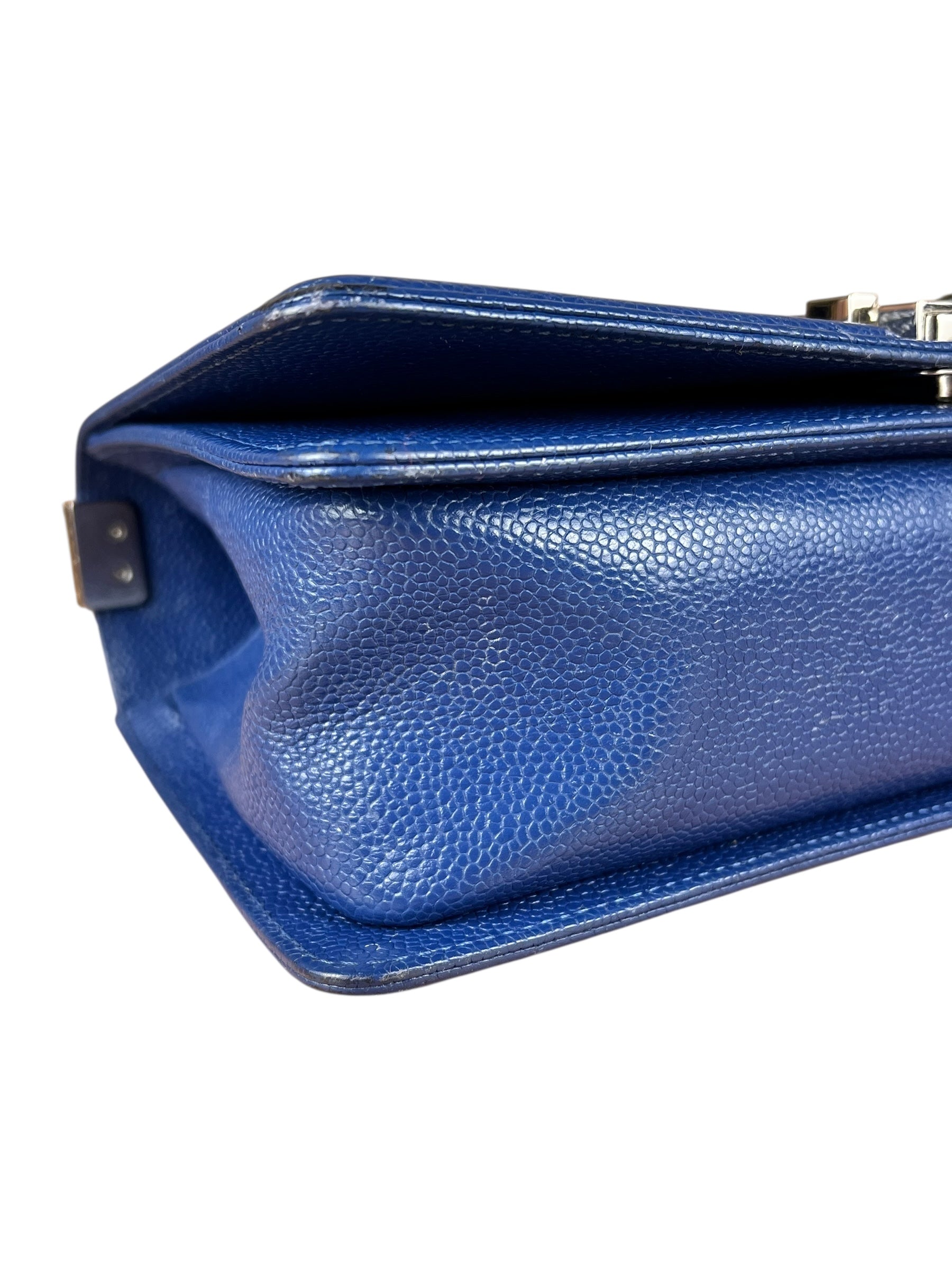 Chanel Blue Chevron Caviar Medium Boy Bag 2019