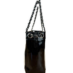 Chanel Vintage Black Patent Pony Hair Chain Pocket Tote 2005