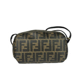 Fendi Black Leather Trim Zucca Small Camera Bag