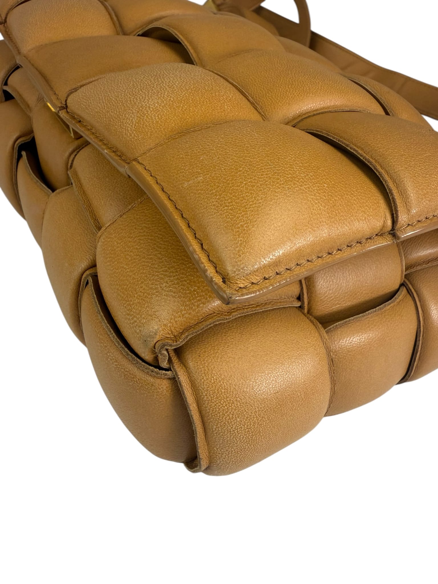 Bottega Veneta Honey Brown Leather Intrecciato Flap Bag