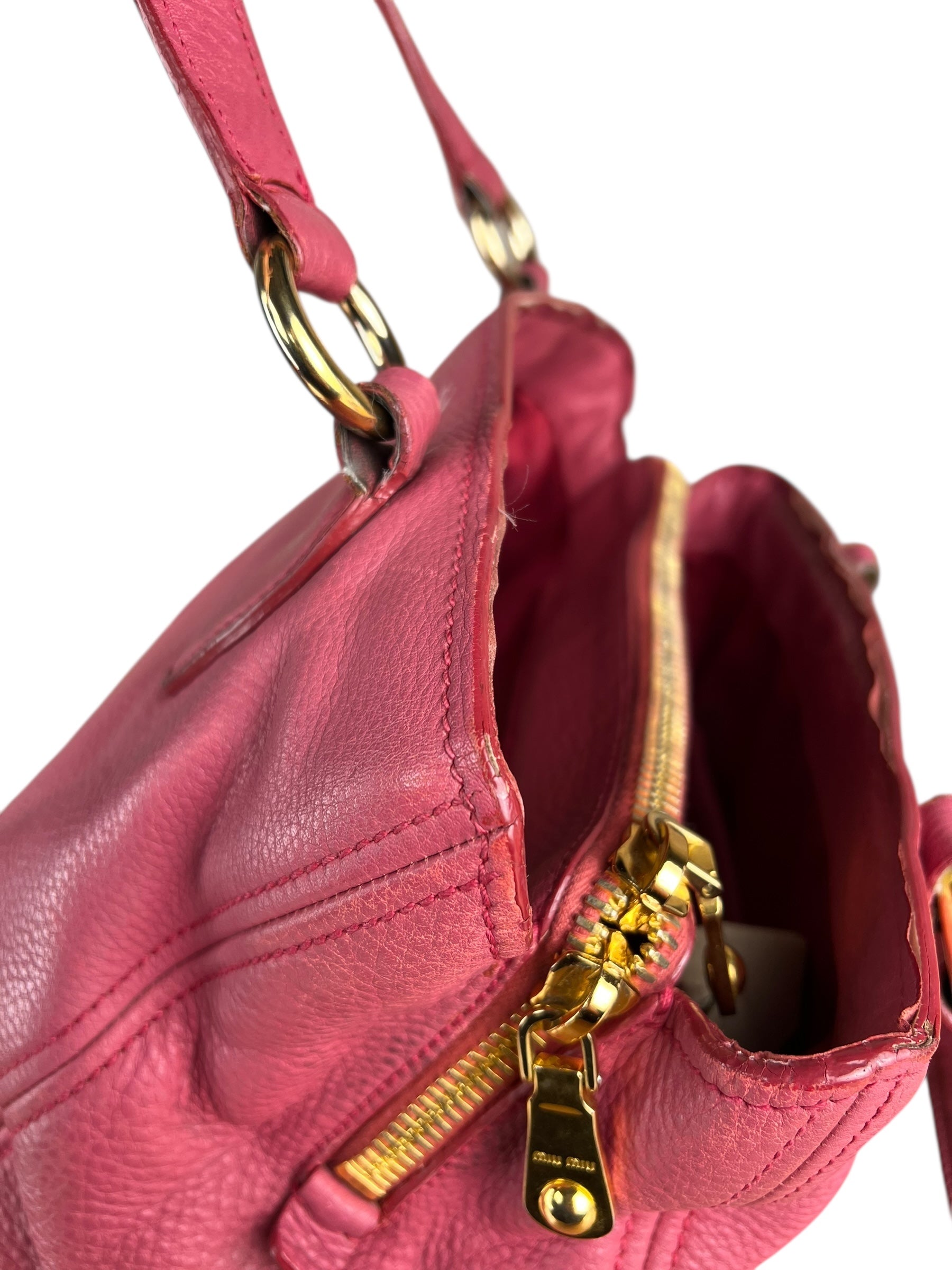 Miu Miu Pink Leather 2Way Tote Bag