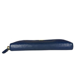 Prada Long Zip Leather Wallet Blue