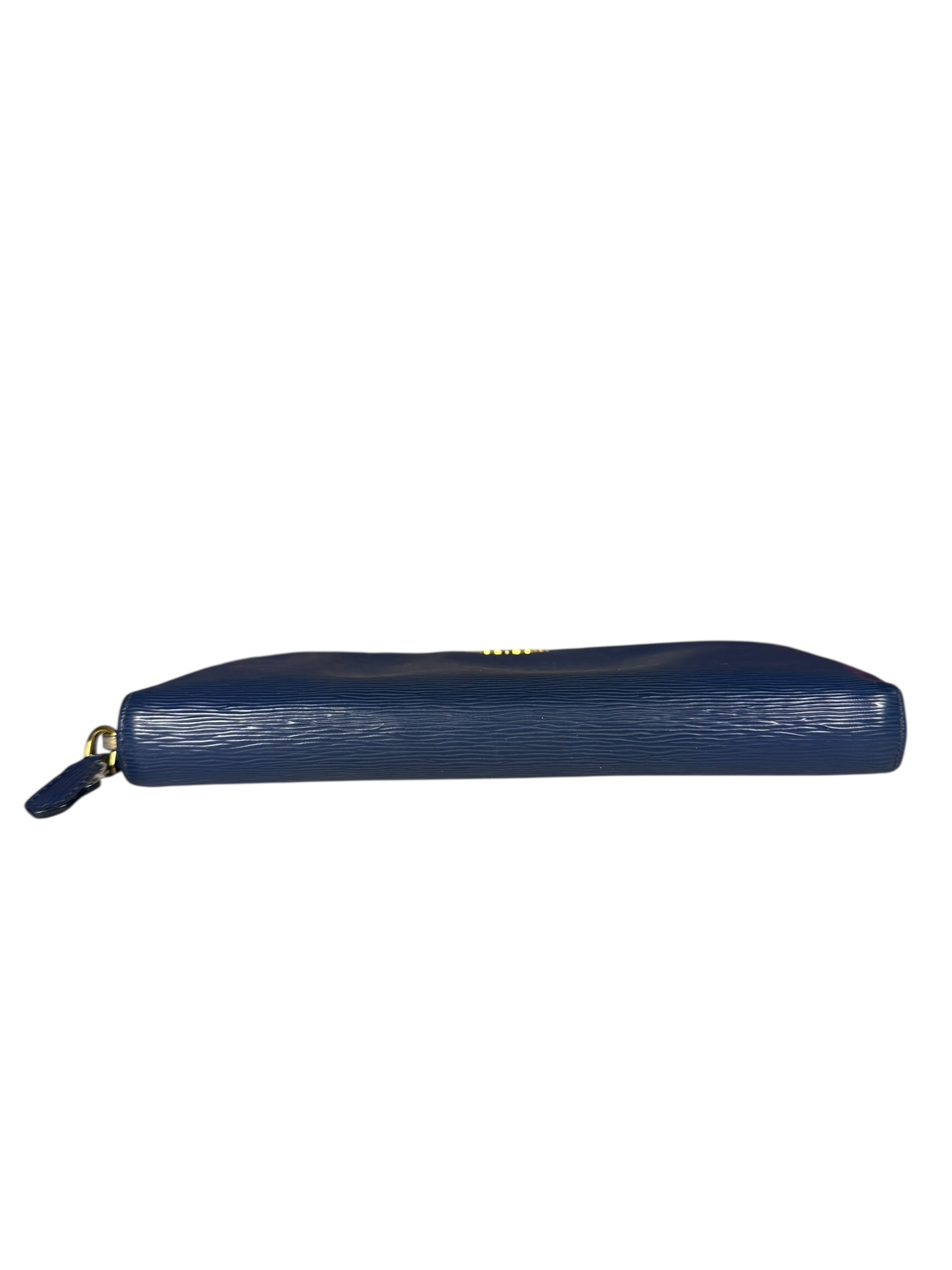 Prada Long Zip Leather Wallet Blue