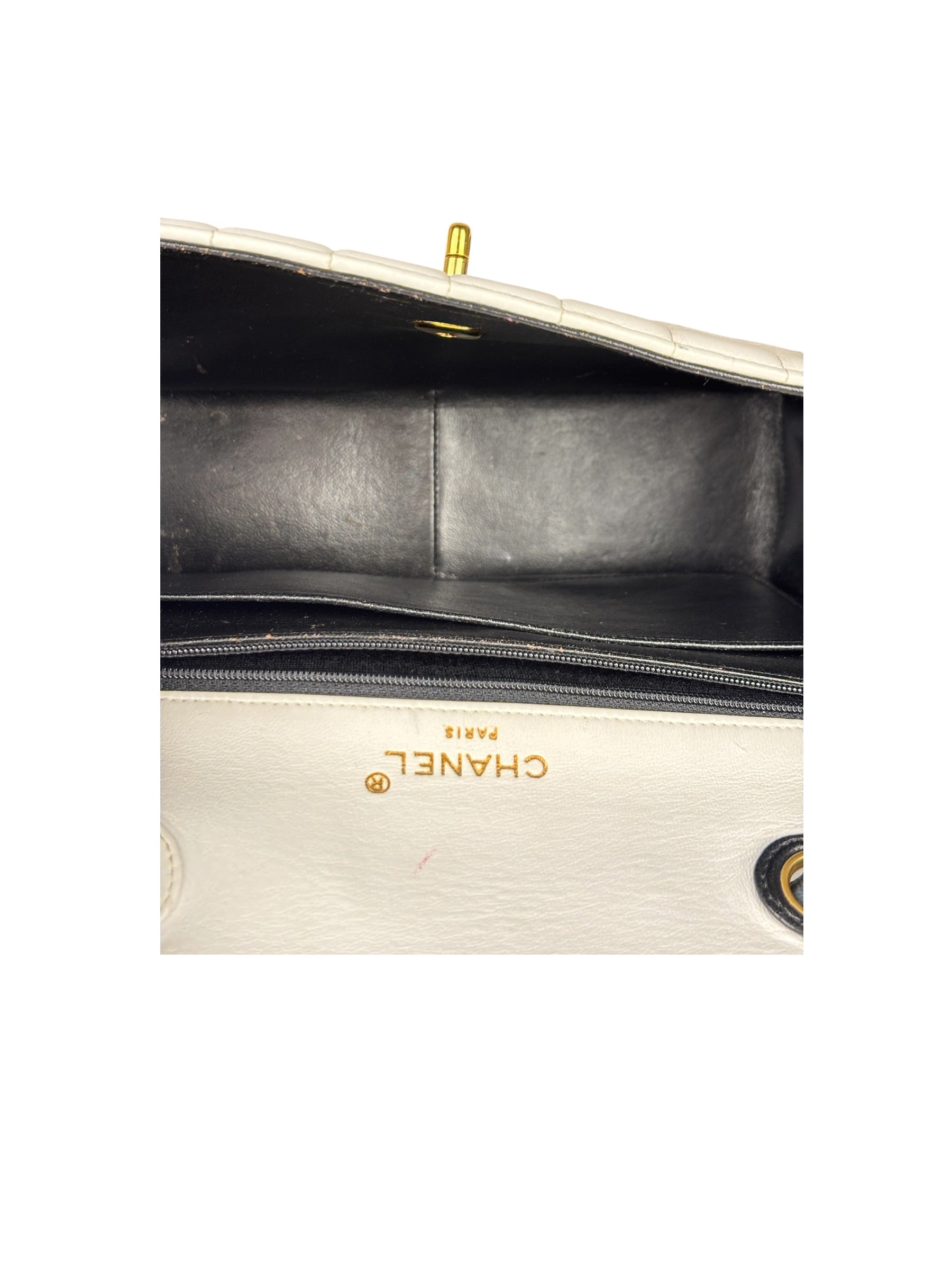 Chanel Black/White Leather Shoulder/Tote Bag 2017