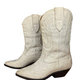 Isabel Marant White Distress Leather Western Boots