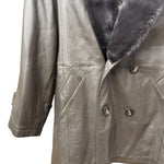 Vintage Grey Fur Lined Leather Blazer Coat