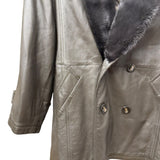 Vintage Grey Fur Lined Leather Blazer Coat
