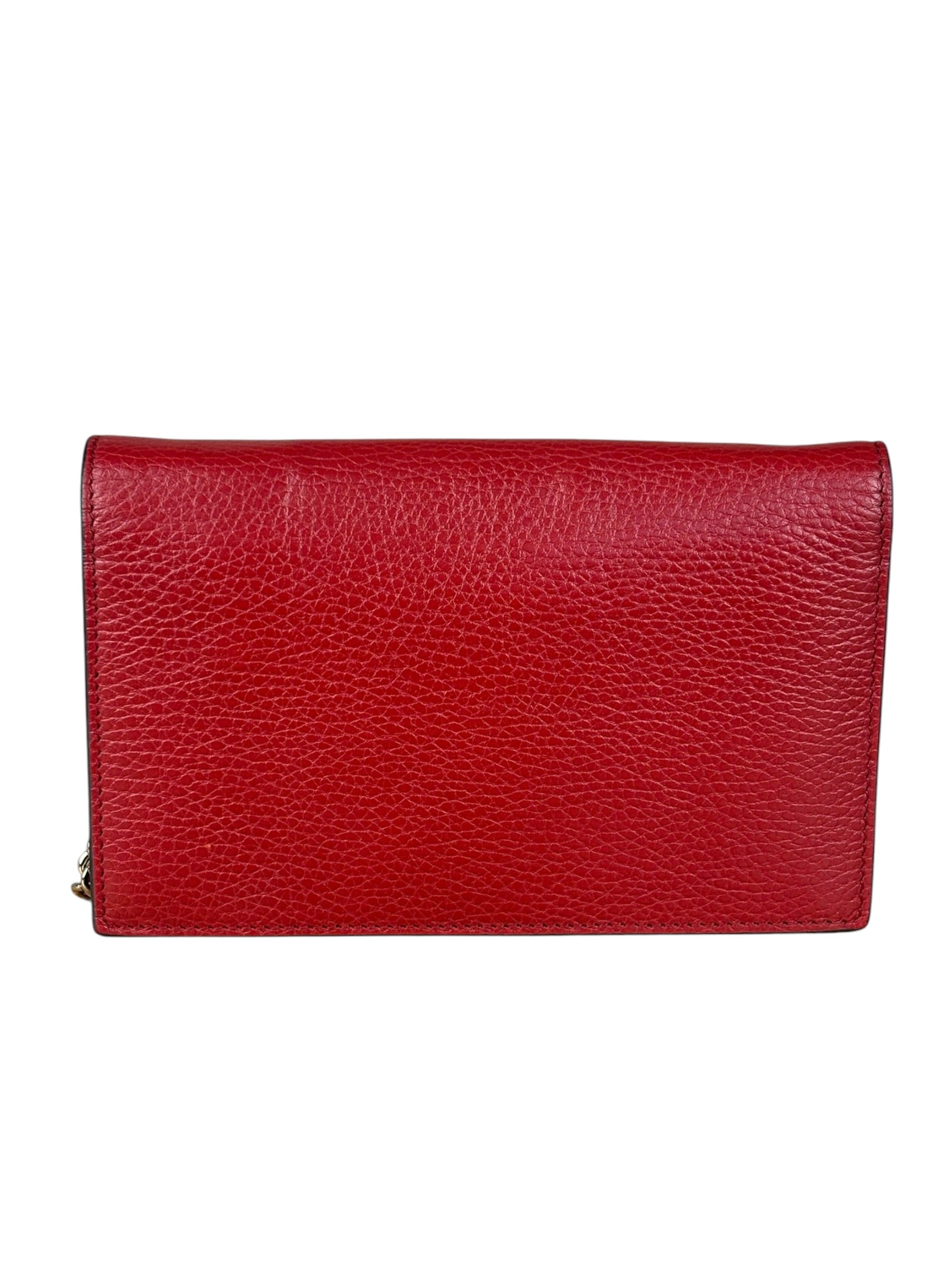 Gucci Red Interlocking G Wallet on Chain