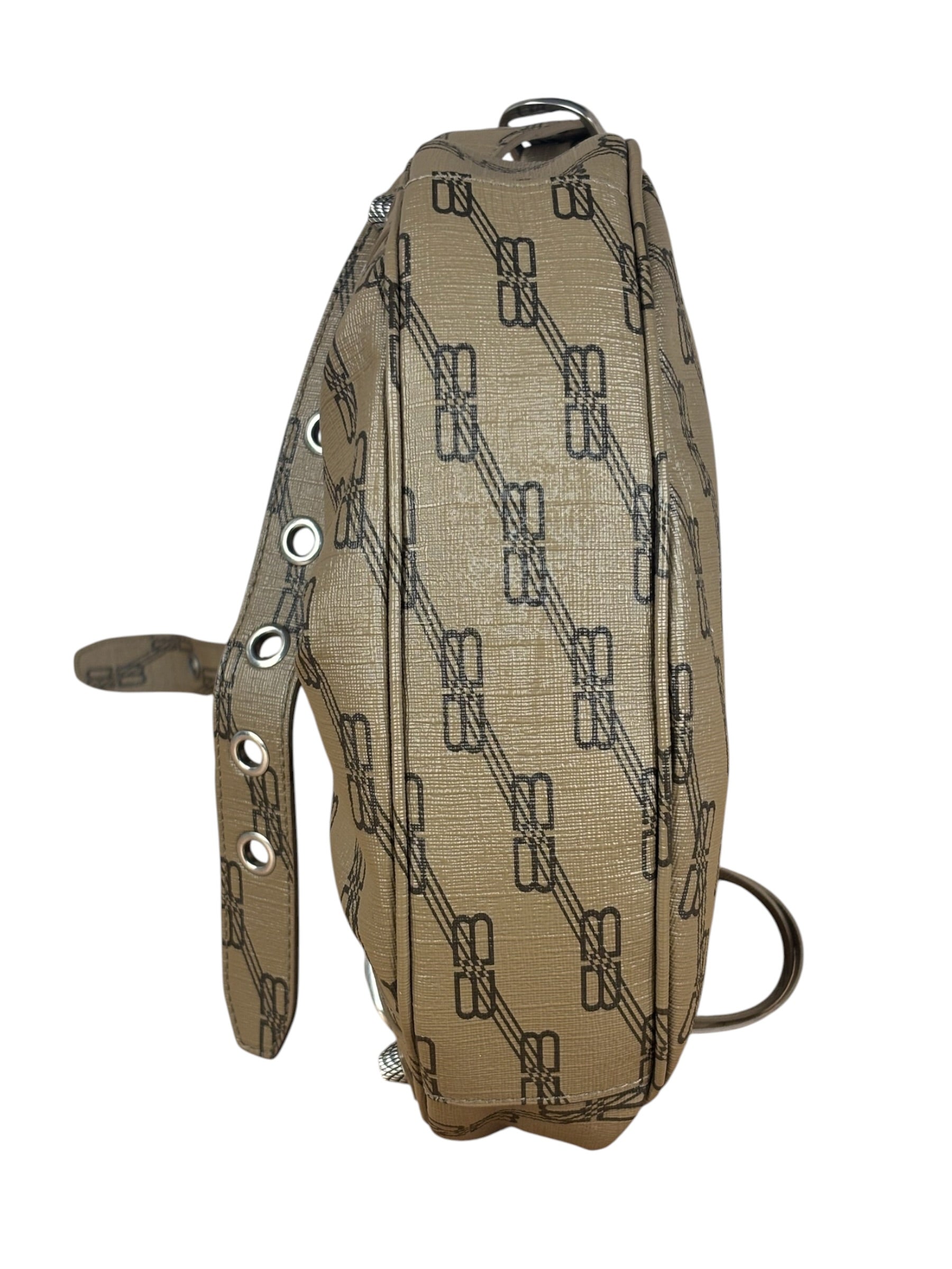 Balenciaga BB Brown Coated Canvas Monogram Le Cagole Shoulder Bag