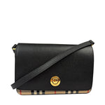 Burberry Black Leather Trim House Hampshire Crossbody