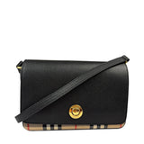 Burberry Black Leather Trim House Hampshire Crossbody