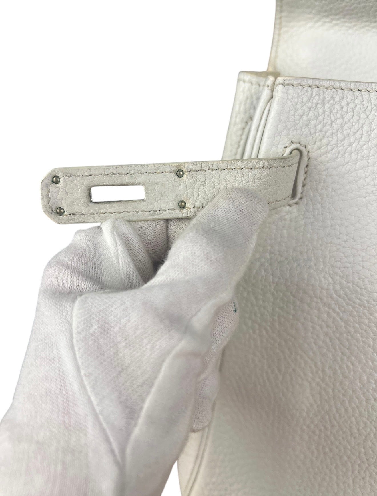 Hermes Kelly 32 White Clemence Leather Handbag 2008