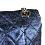 Chanel Blue Metallic Aged Quilted 2.55 Double Flap Bag 2008