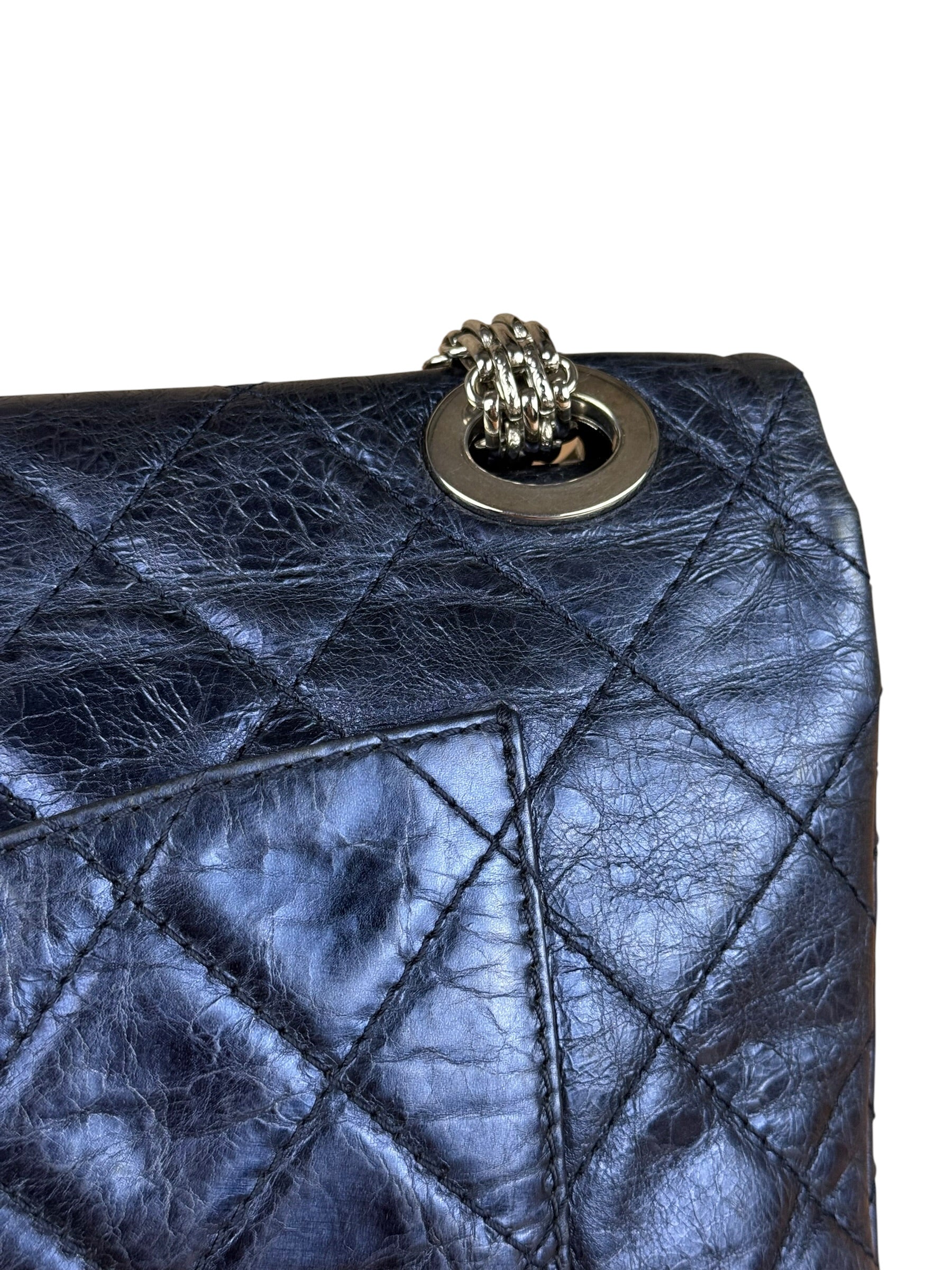 Chanel Blue Metallic Aged Quilted 2.55 Double Flap Bag 2008