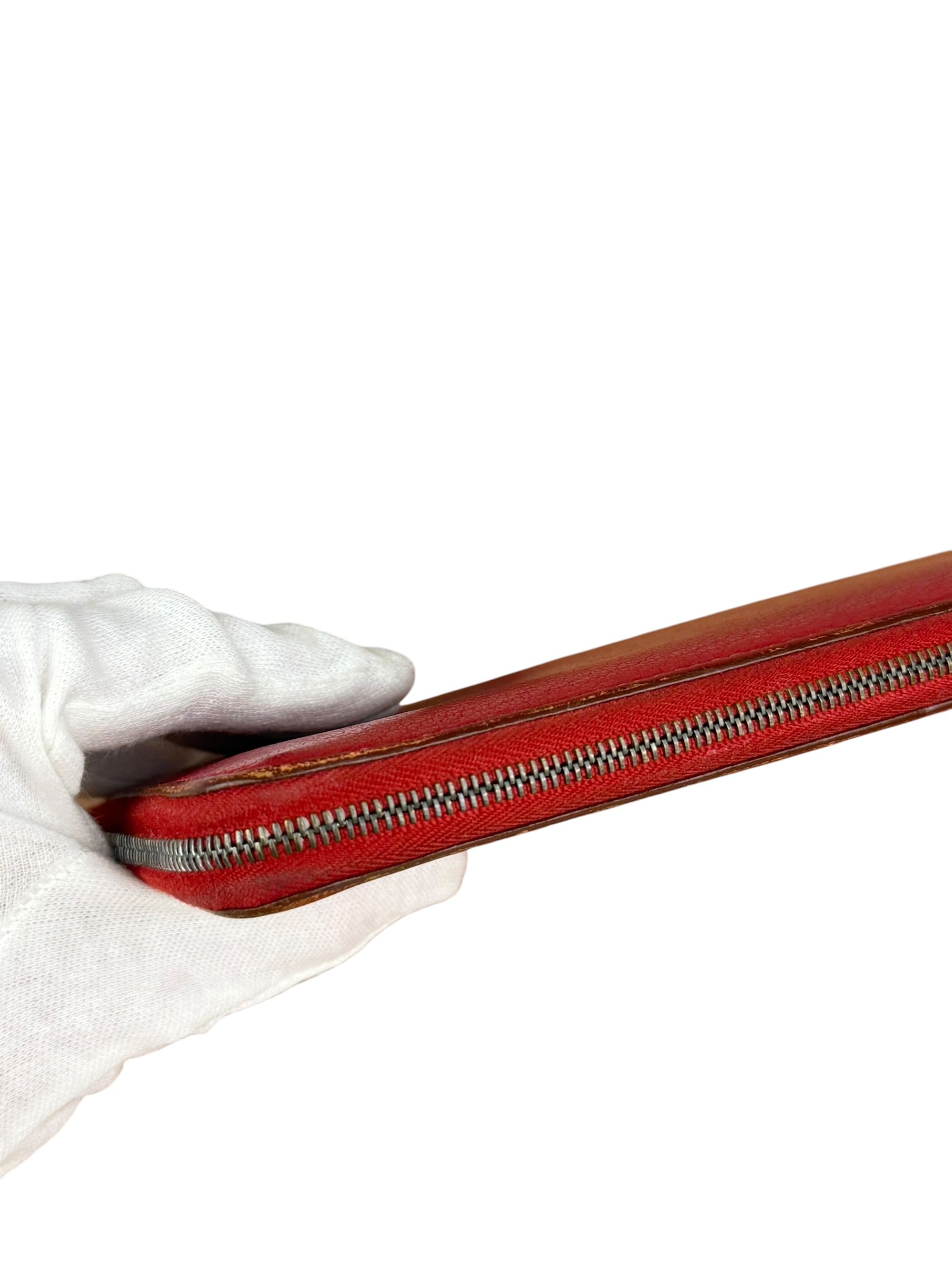 Hermes Rouge Epsom Leather Vintage Organizer Wallet