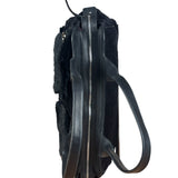 Salvatore Ferragamo Black Rabbit Fur Leather Trim Shoulder Bag