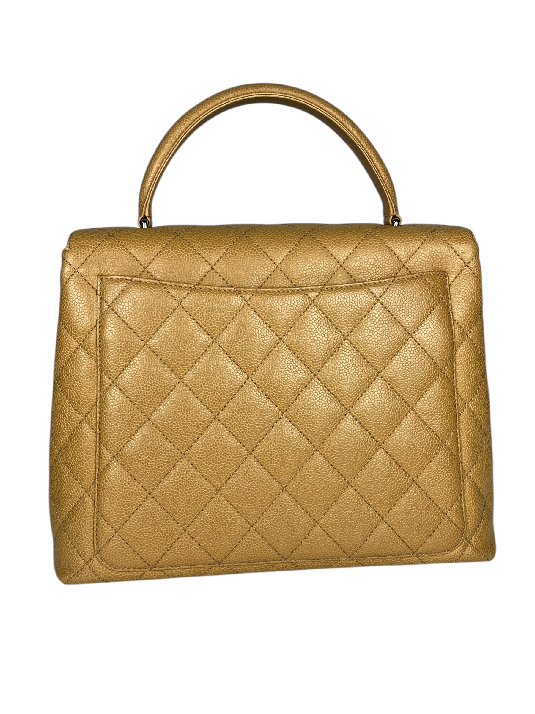 Chanel Beige Calfskin Kelly Top Handle Bag 2001